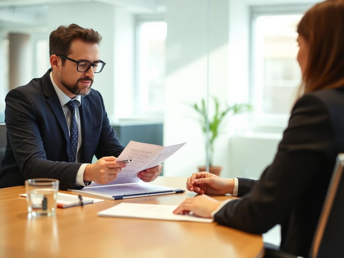 Consultor de recursos humanos a analisar o currículo de uma candidata